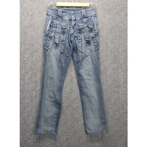 Le Jean De Marithe Francois Girbaud Women Size 6 Slim Low Rise Buckle Blue